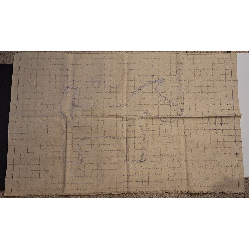 vtg needle rug Hooking‎ punch canvas Scottie Scotty Westie dog 24 x 36 rug